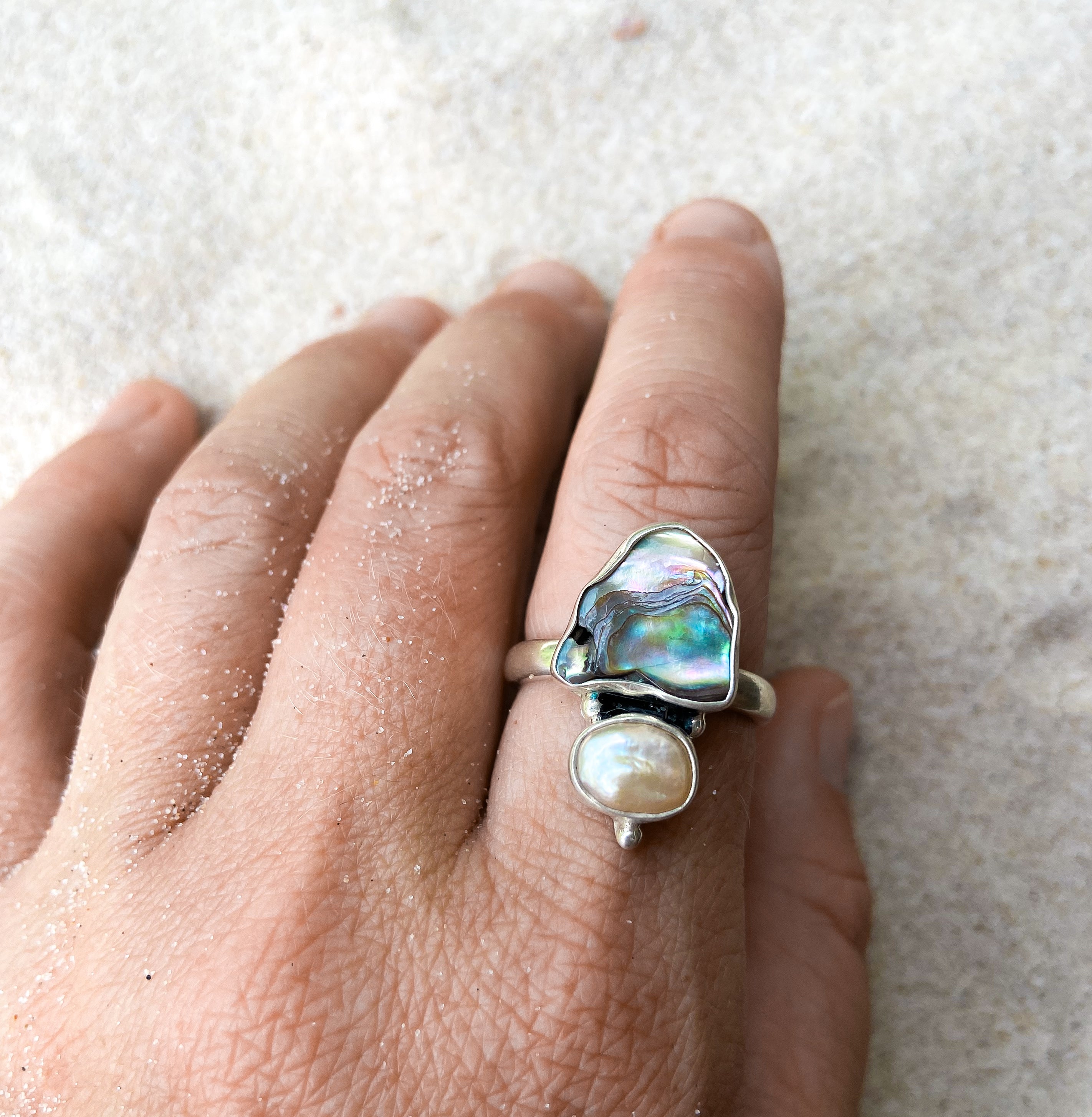 YEMAYA RING: Pearl & Paua Shell