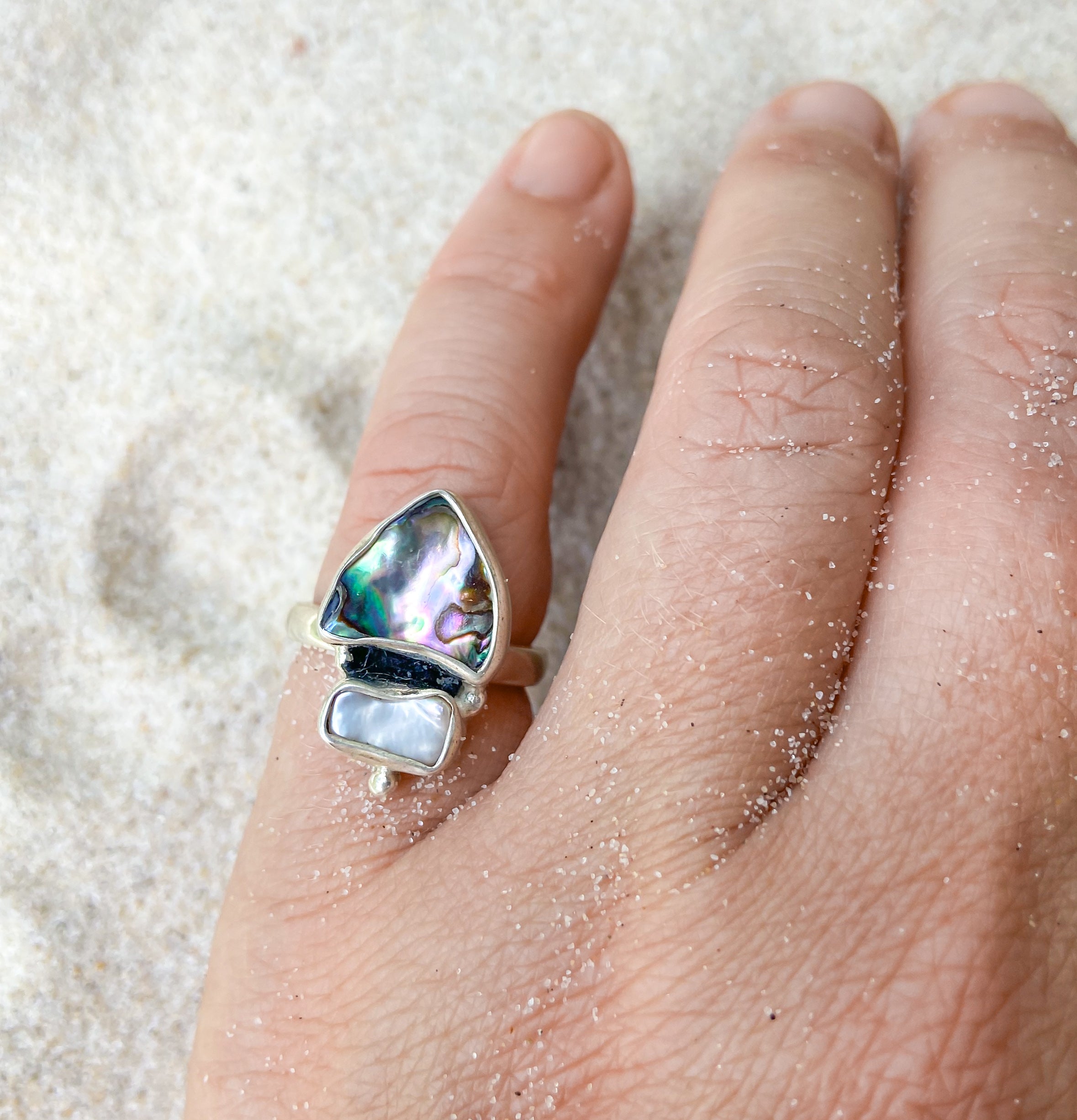 YEMAYA RING: Pearl & Paua Shell