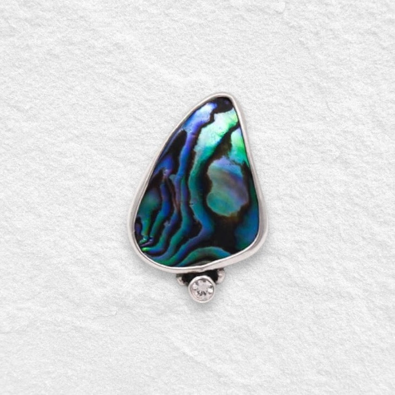DROPLET RING: Paua Shell & White Sapphire