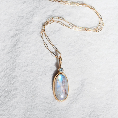DROPLET NECKPIECE: Moonstone & White Topaz
