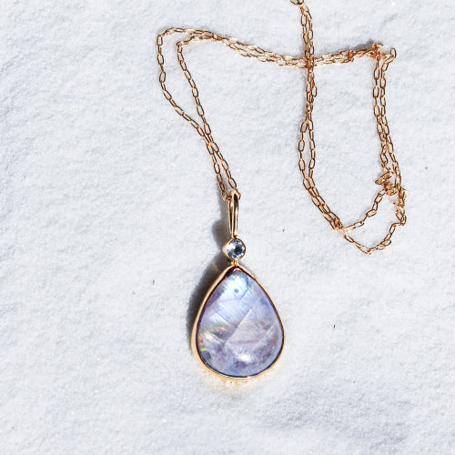 DROPLET NECKPIECE: Moonstone & White Topaz
