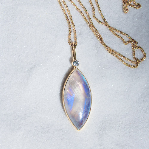 DROPLET NECKPIECE: Moonstone & White Sapphire