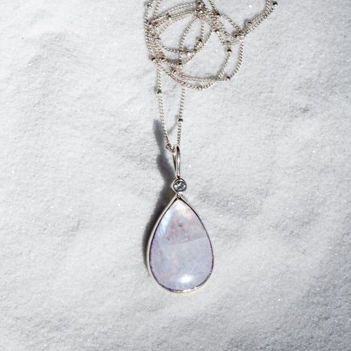 DROPLET NECKPIECE: Moonstone & White Sapphire