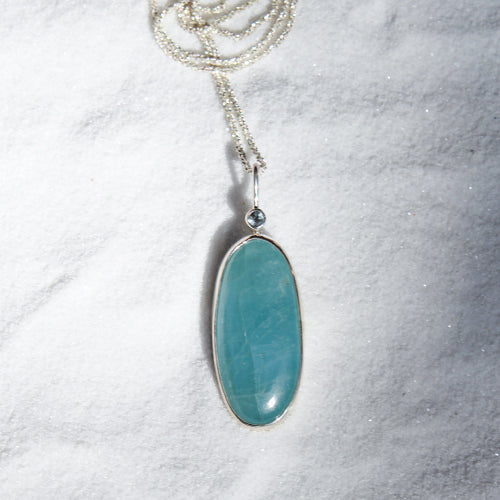 DROPLET NECKPIECE: Aquamarine & Aquamarine facet