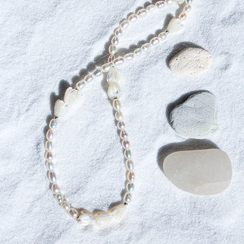 ALOHA NECKLACE: Mother of Pearl & Pearl - SILVER