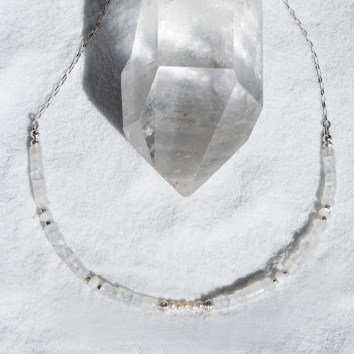 SIREN NECKLACE: Moonstone, Pearl & Mother of Pearl - SILVER