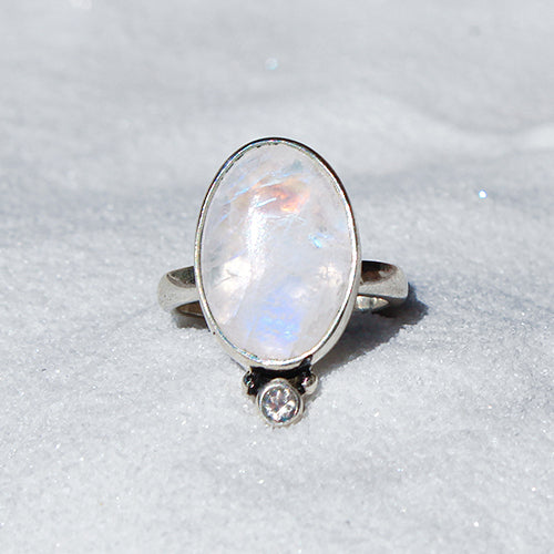 DROPLET RING: Moonstone & White Topaz