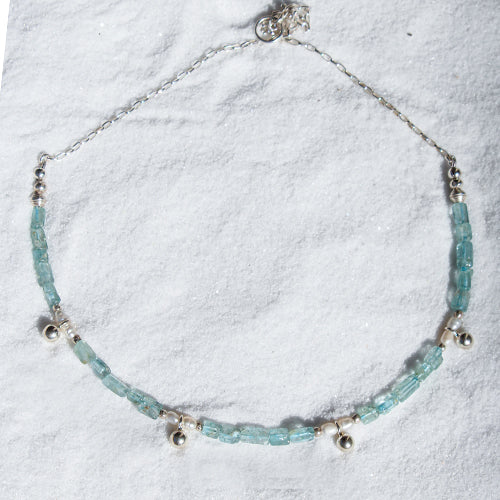 NAGINI NECKLACE: Aquamarine & Pearl - SILVER