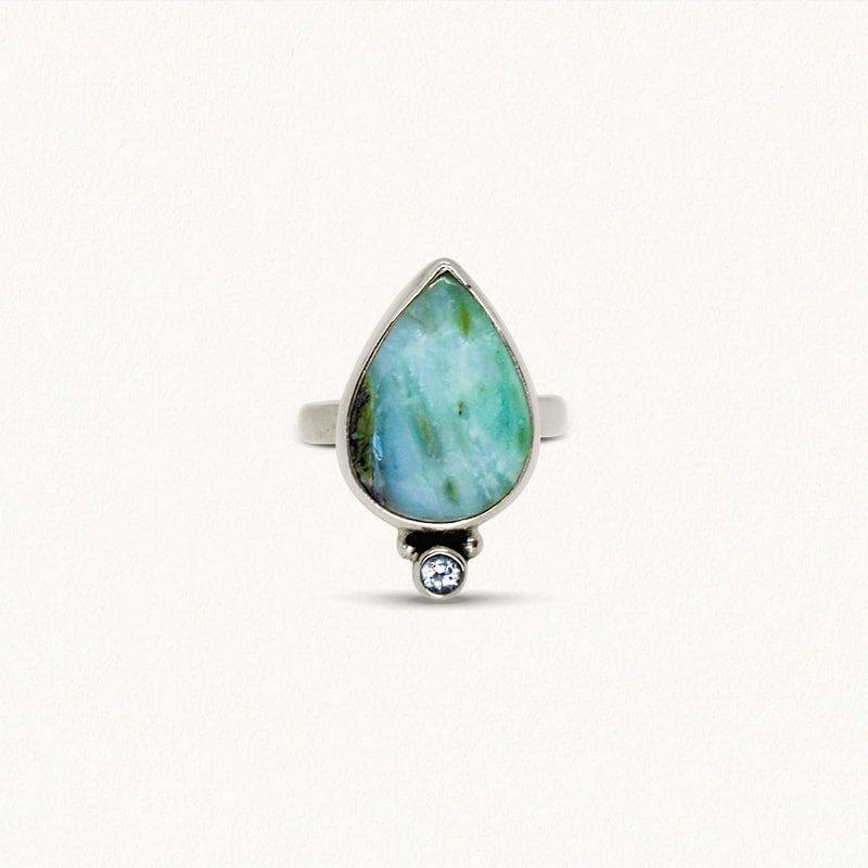 DROPLET RING: Andean Opal & Aquamarine