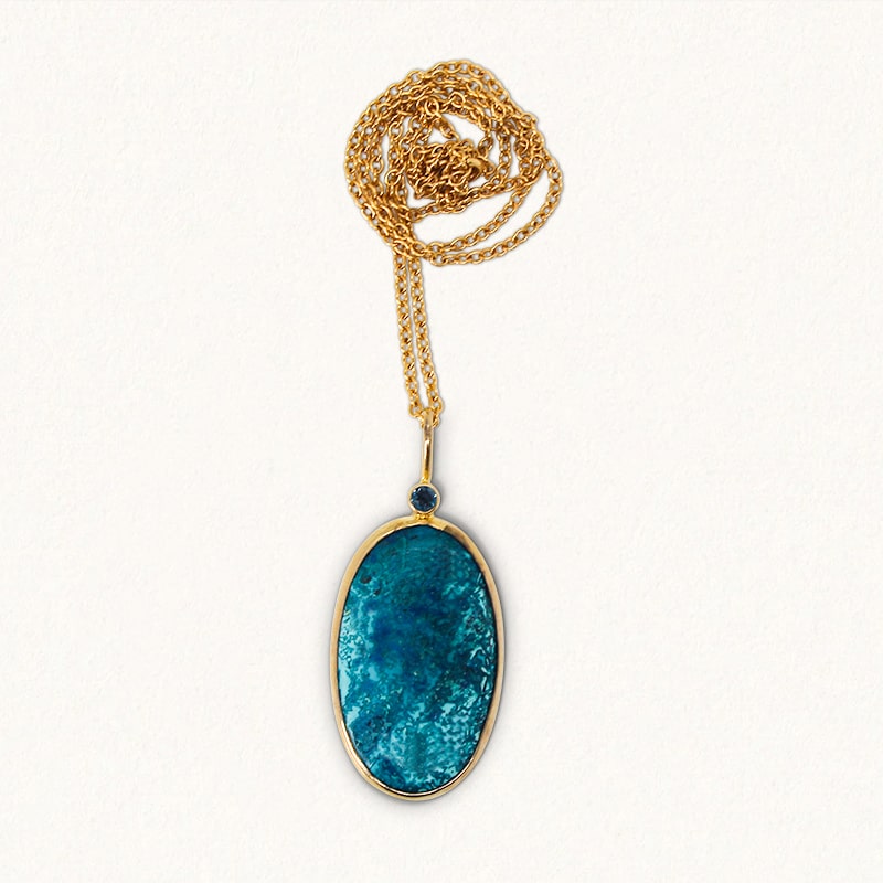 DROPLET NECKPIECE: Shattuckite Azurite & Blue Topaz