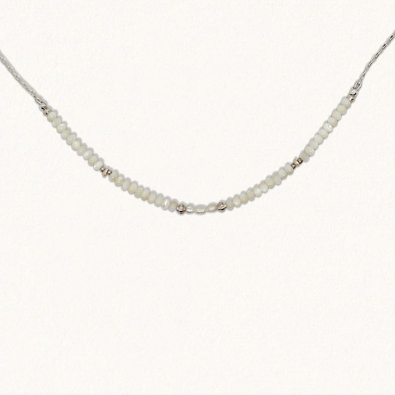 SIREN NECKLACE: White Mother of Pearl & Pearl -SILVER