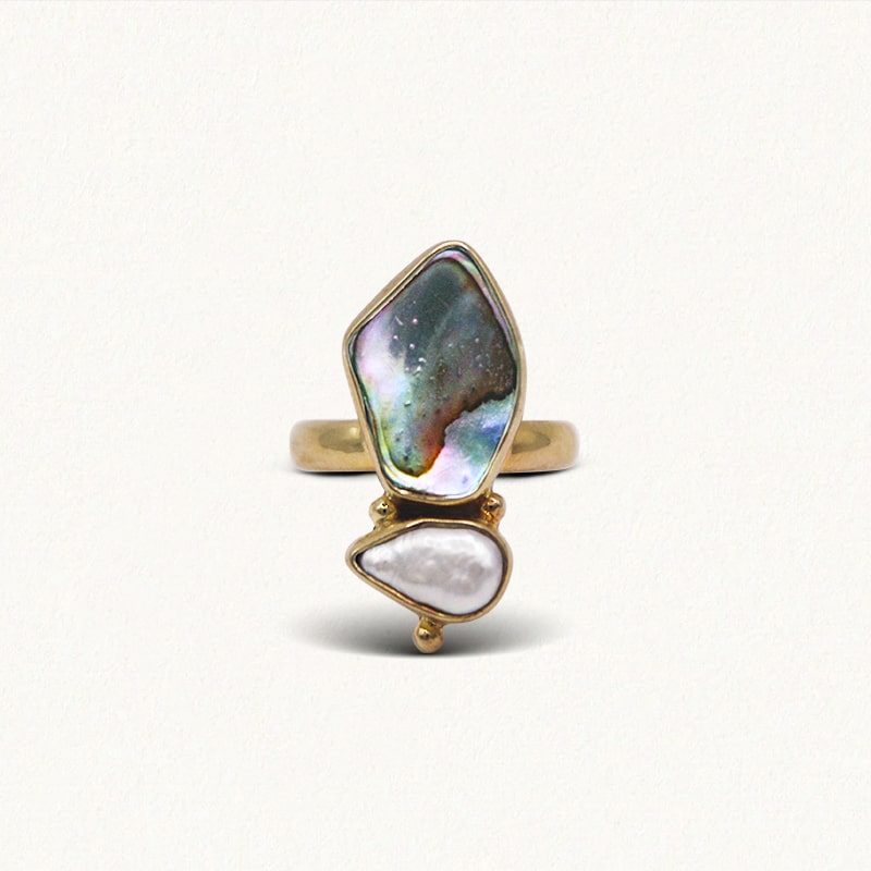 YEMAYA RING: Pearl & Paua Shell