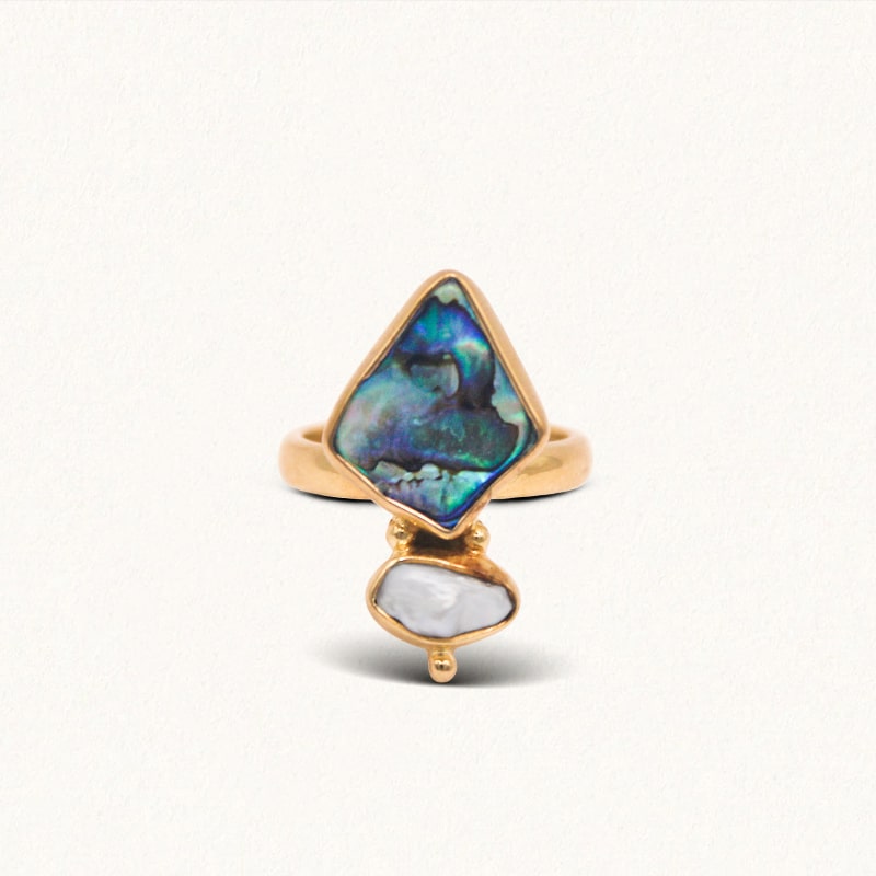 YEMAYA RING: Pearl & Paua Shell
