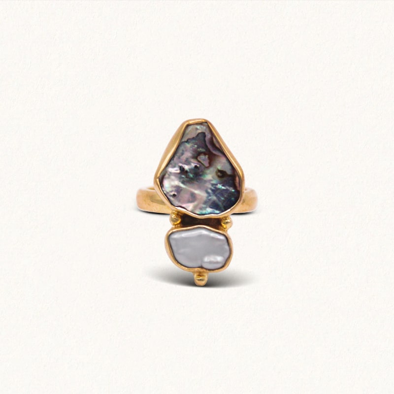 YEMAYA RING: Pearl & Paua Shell