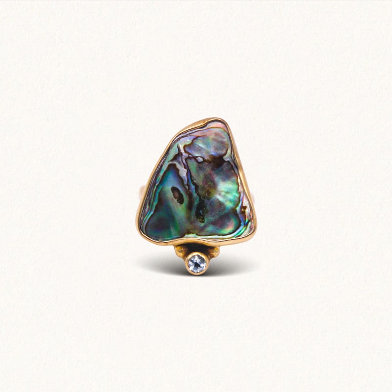 DROPLET RING: Paua Shell & Aquamarine