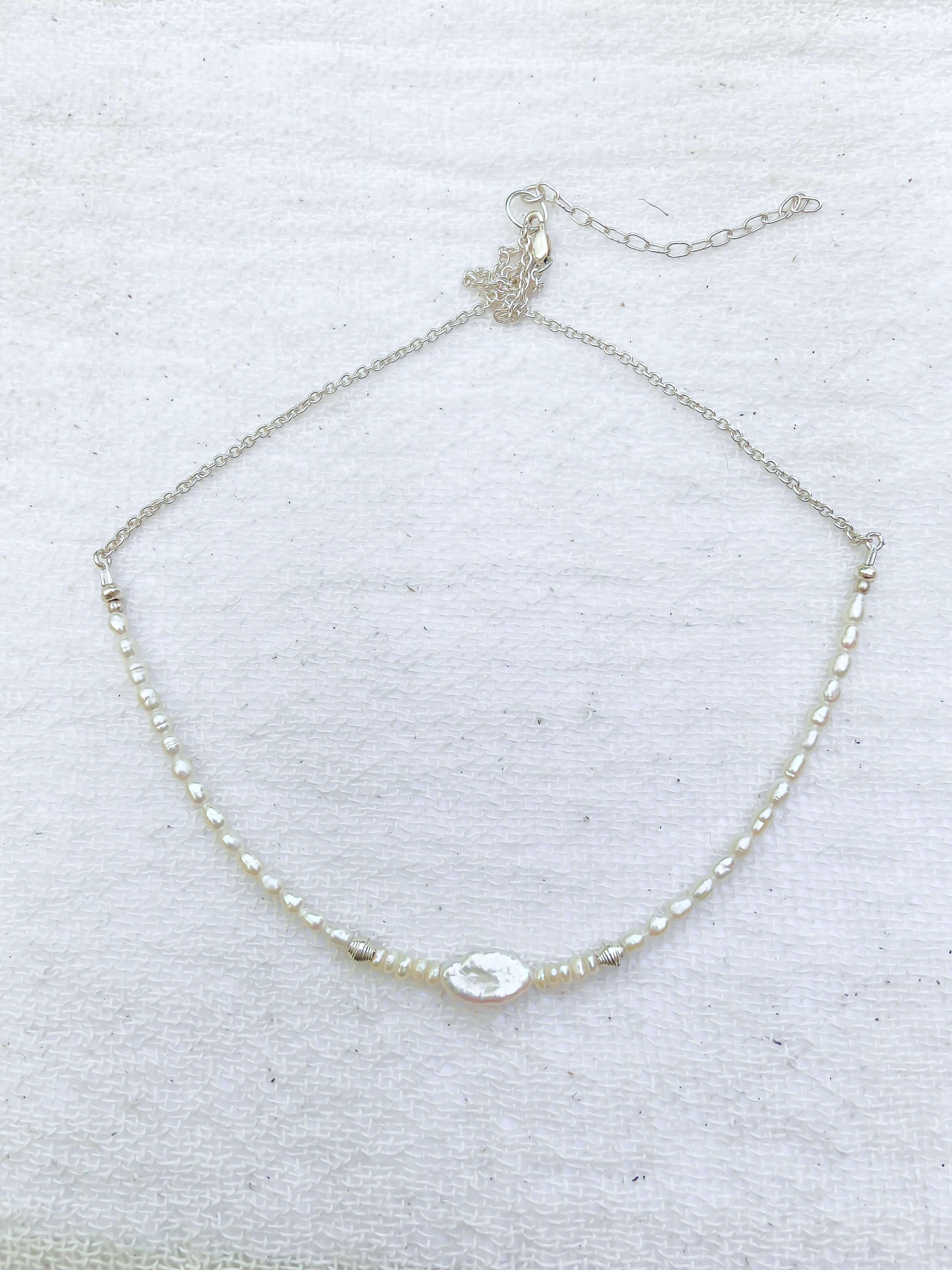INAYA NECKLACE: Pearl + Biwa - SILVER