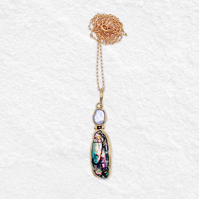 YEMAYA NECKPIECE: Pearl & Paua Shell