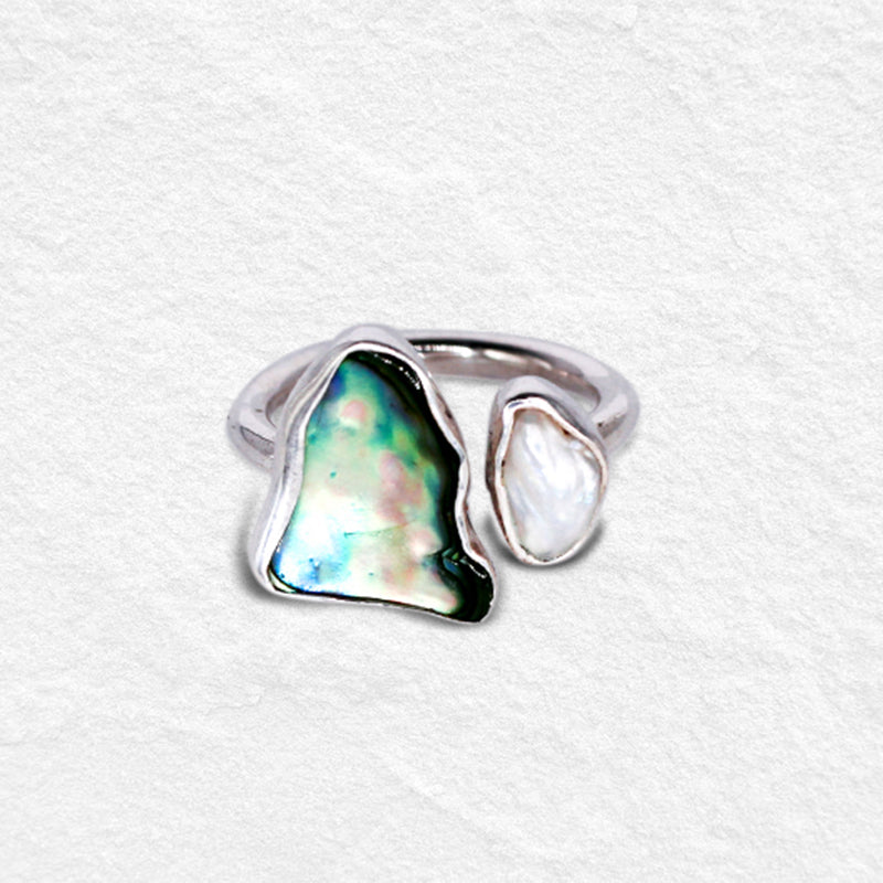 MOONGLADE RING: Pearl & Paua Shell