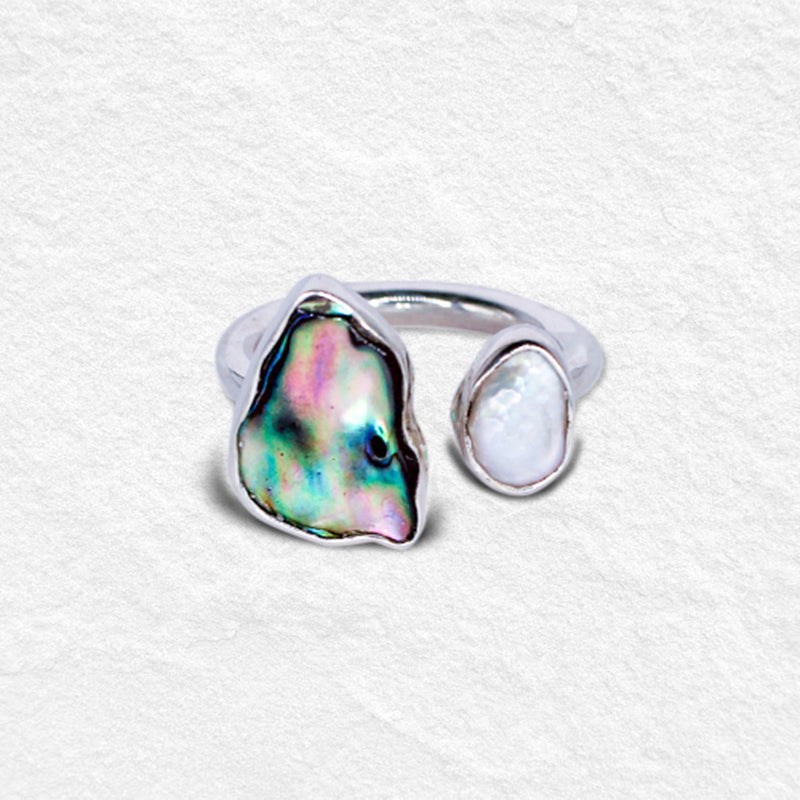 MOONGLADE RING: Pearl & Paua Shell