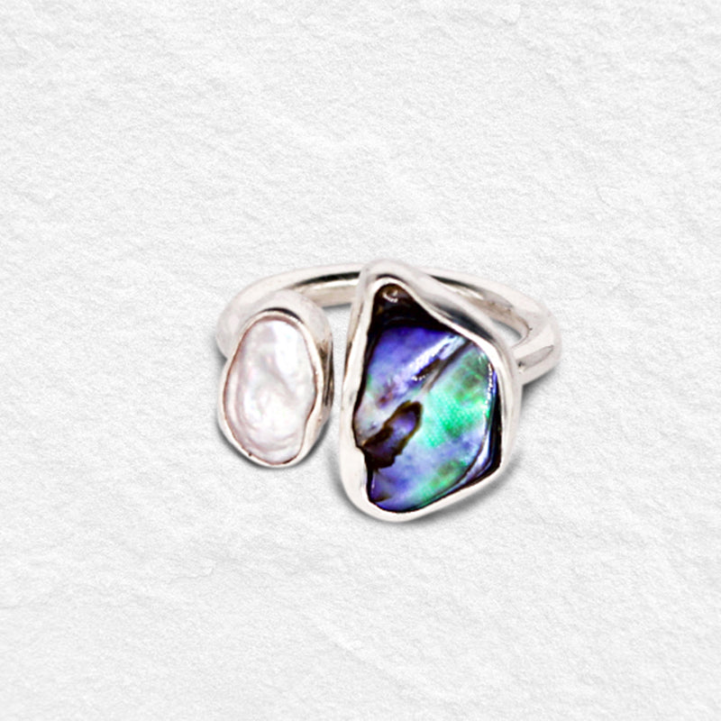 MOONGLADE RING: Pearl & Paua Shell