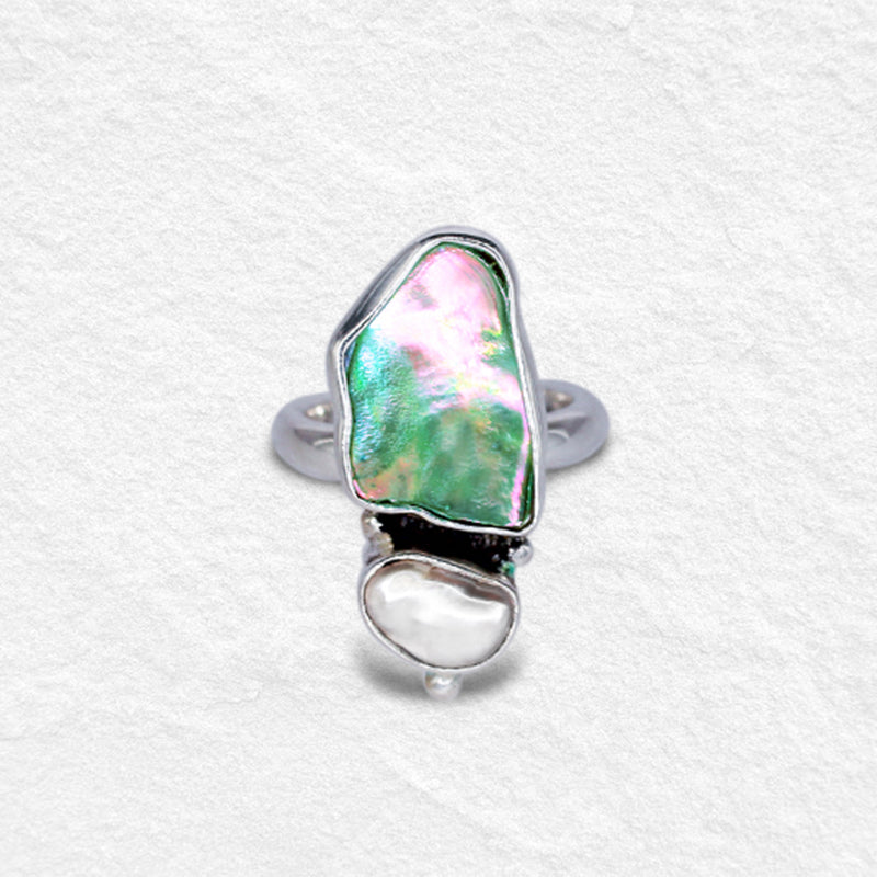 YEMAYA RING: Pearl & Paua Shell