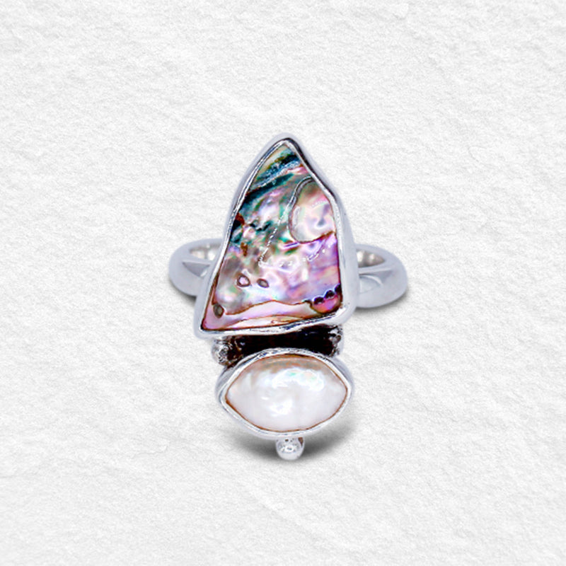 YEMAYA RING: Pearl & Paua Shell