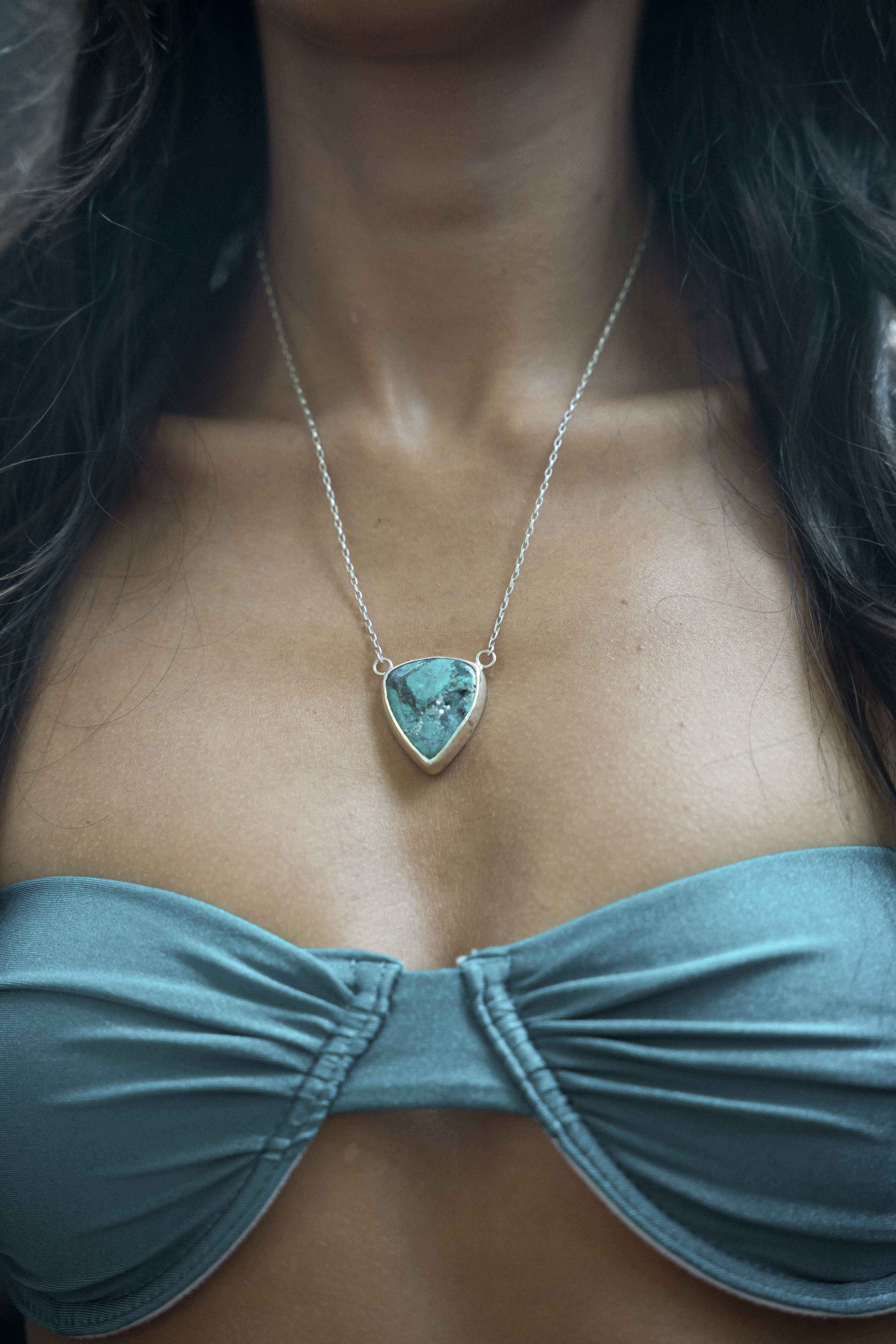 ALCHEMY NECKPIECE: Australian Chrysocolla with Quartz inclusions