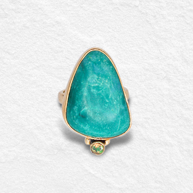 DROPLET RING: Amazonita & Ethiopian Opal