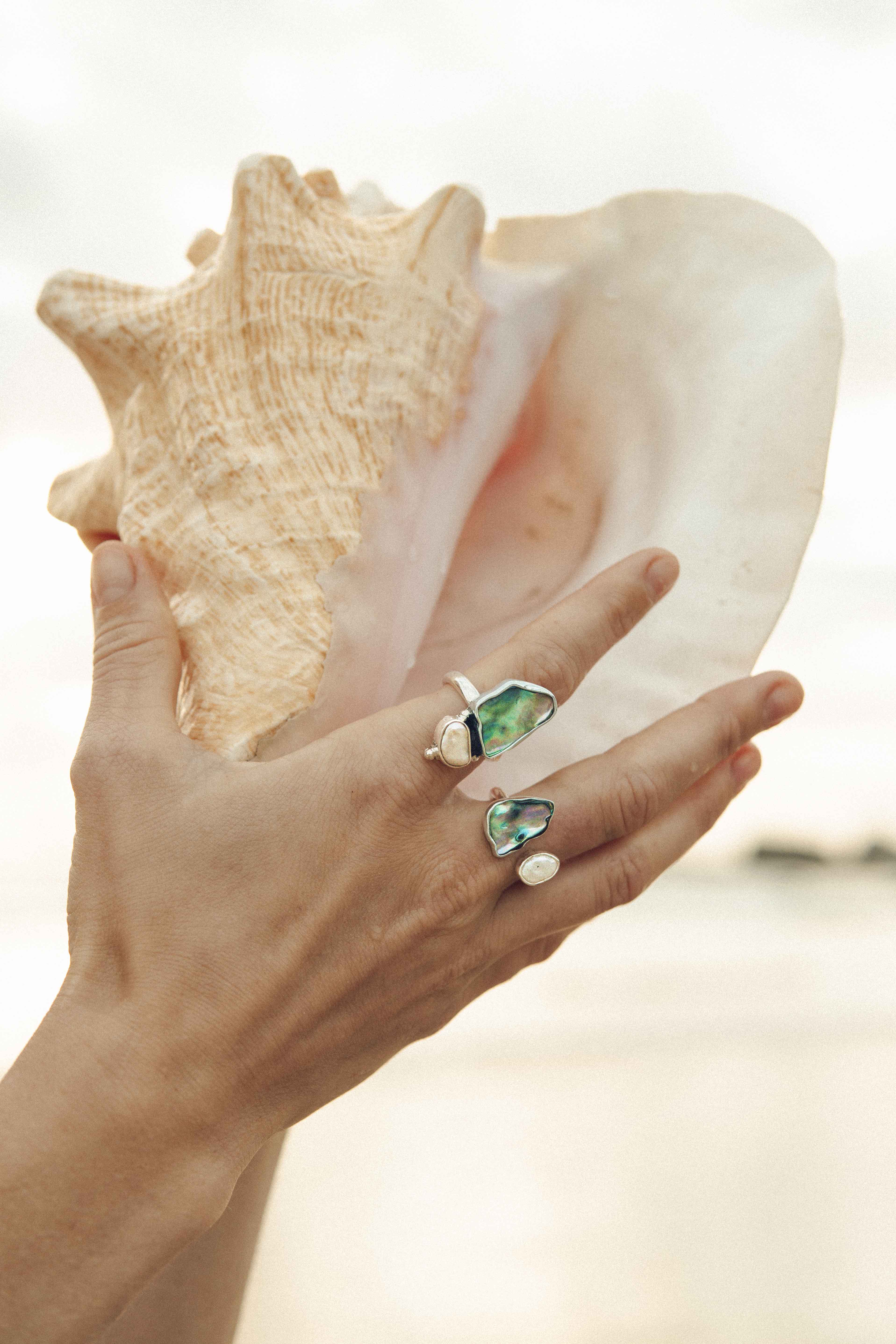YEMAYA RING: Pearl & Paua Shell