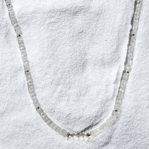 TEMPLE NECKLACE: Moonstone & Pearl - SILVER
