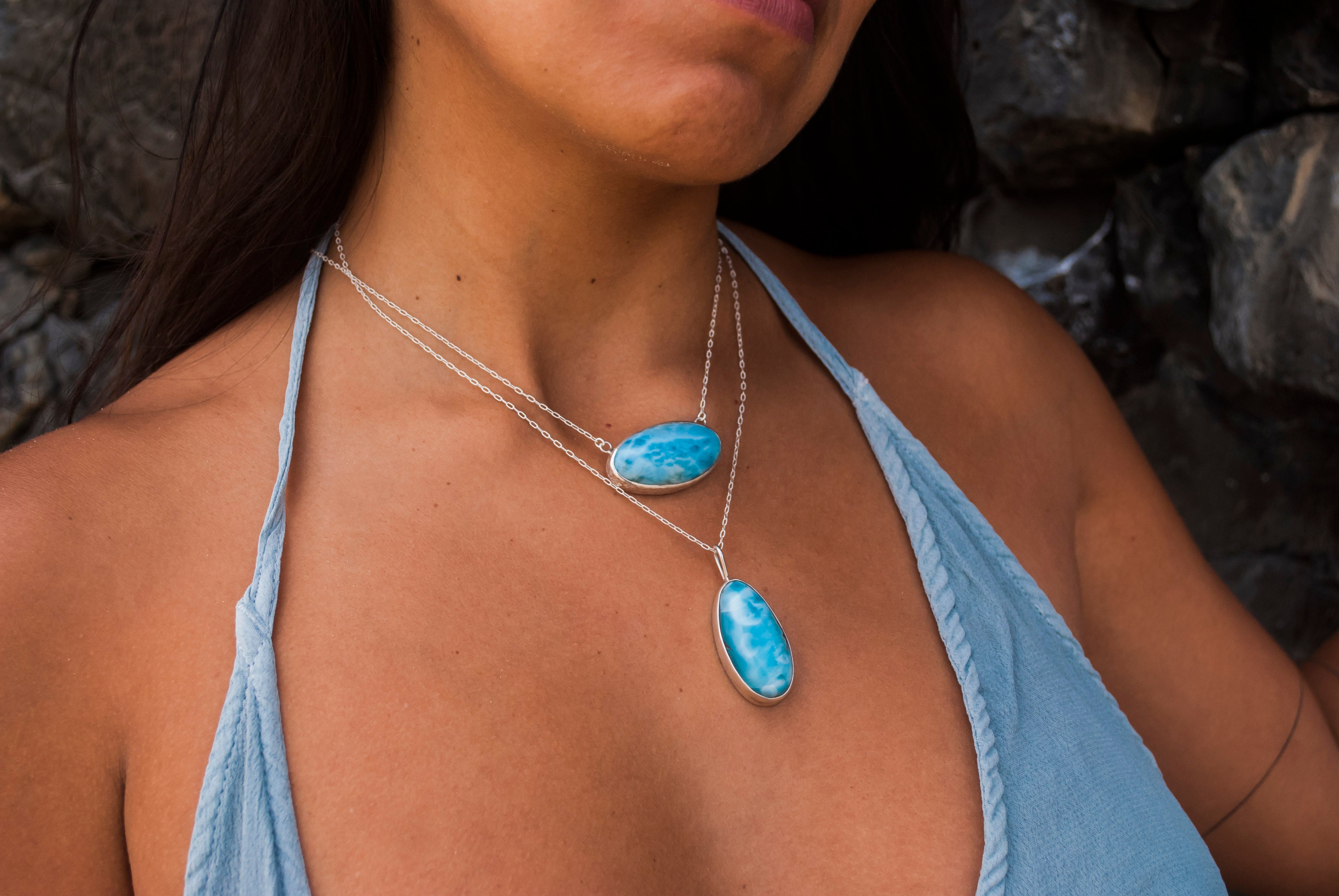 DROPLET NECKLACE: Larimar