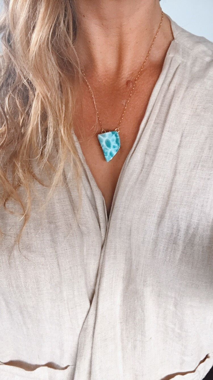 Larimar Slab Necklace