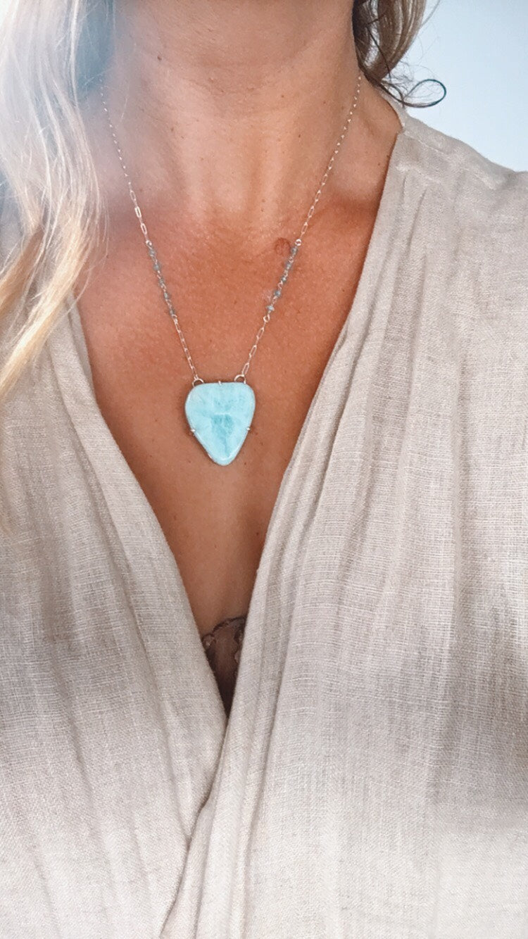 Larimar Slab Necklace