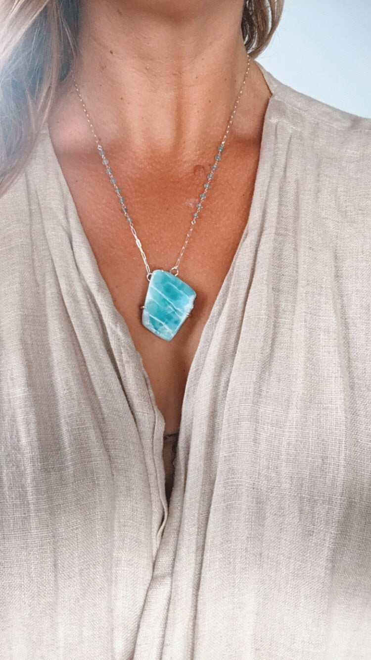 Larimar Slab Necklace
