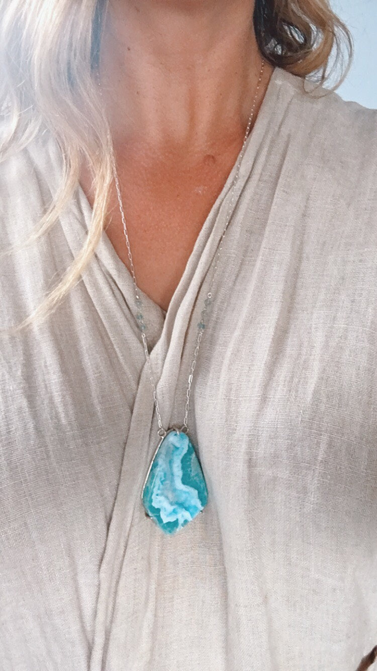 Larimar Slab Necklace