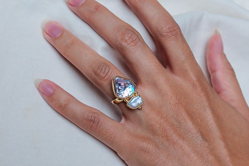 YEMAYA RING: Pearl & Paua Shell