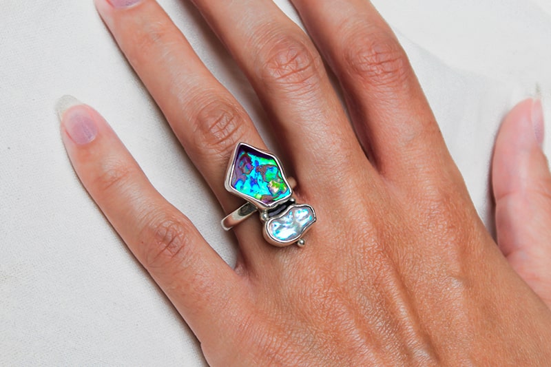 YEMAYA RING: Pearl & Paua Shell