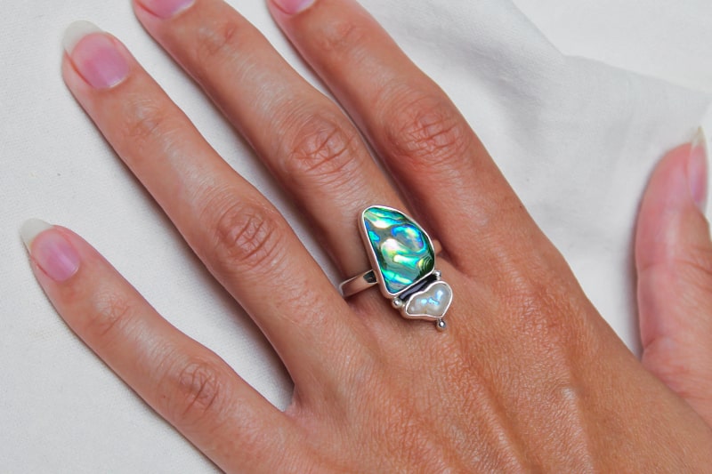 YEMAYA RING: Pearl & Paua Shell