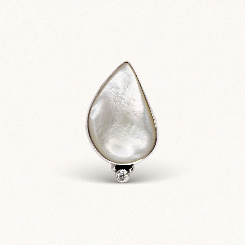 DROPLET RING: Mother of Pearl & White Topaz