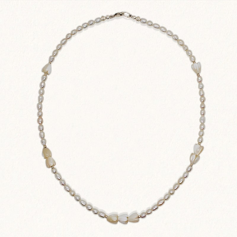 ALOHA NECKLACE: Mother of Pearl & Pearl - SILVER