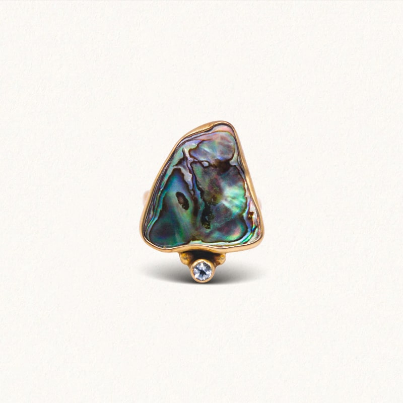 DROPLET RING: Paua Shell & Aquamarine