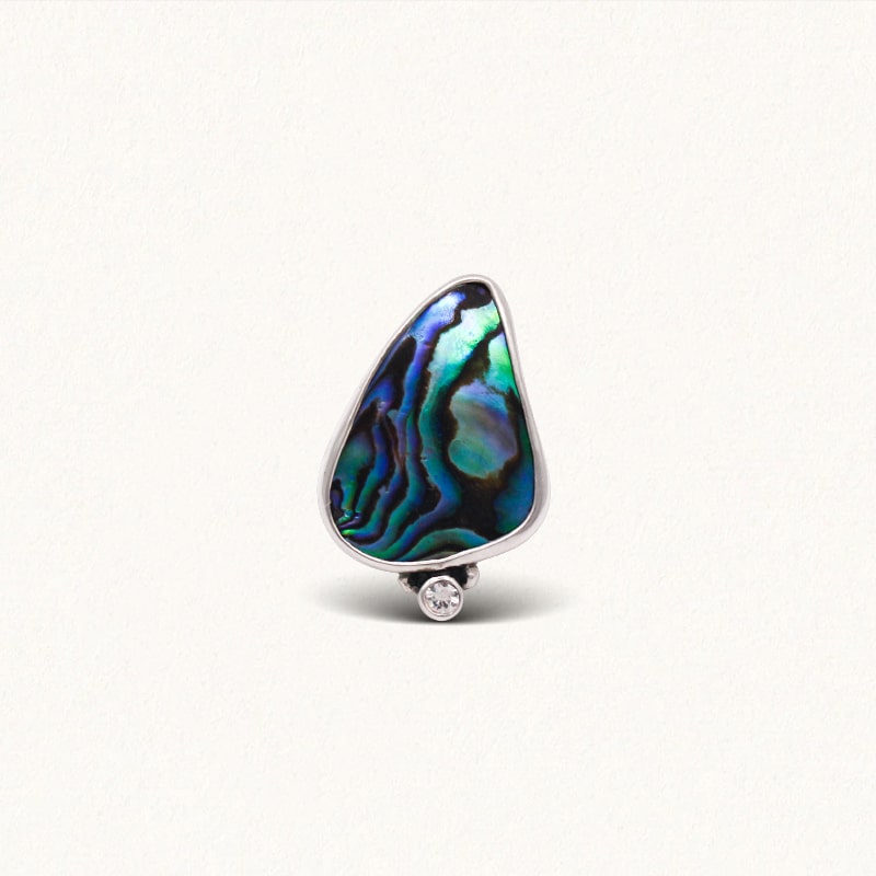 DROPLET RING: Paua Shell & White Sapphire