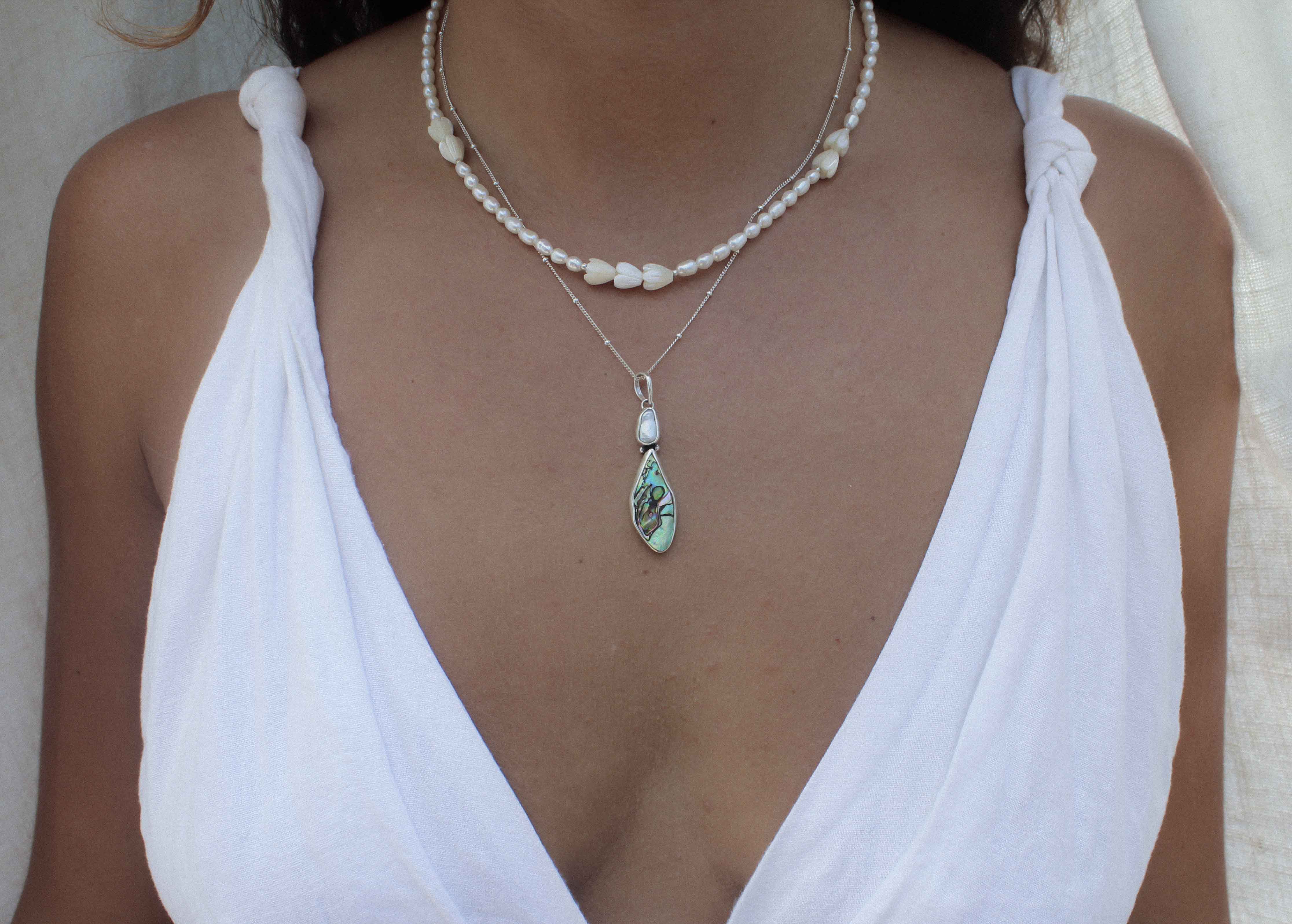 ALOHA NECKLACE: Mother of Pearl & Pearl - GOLD