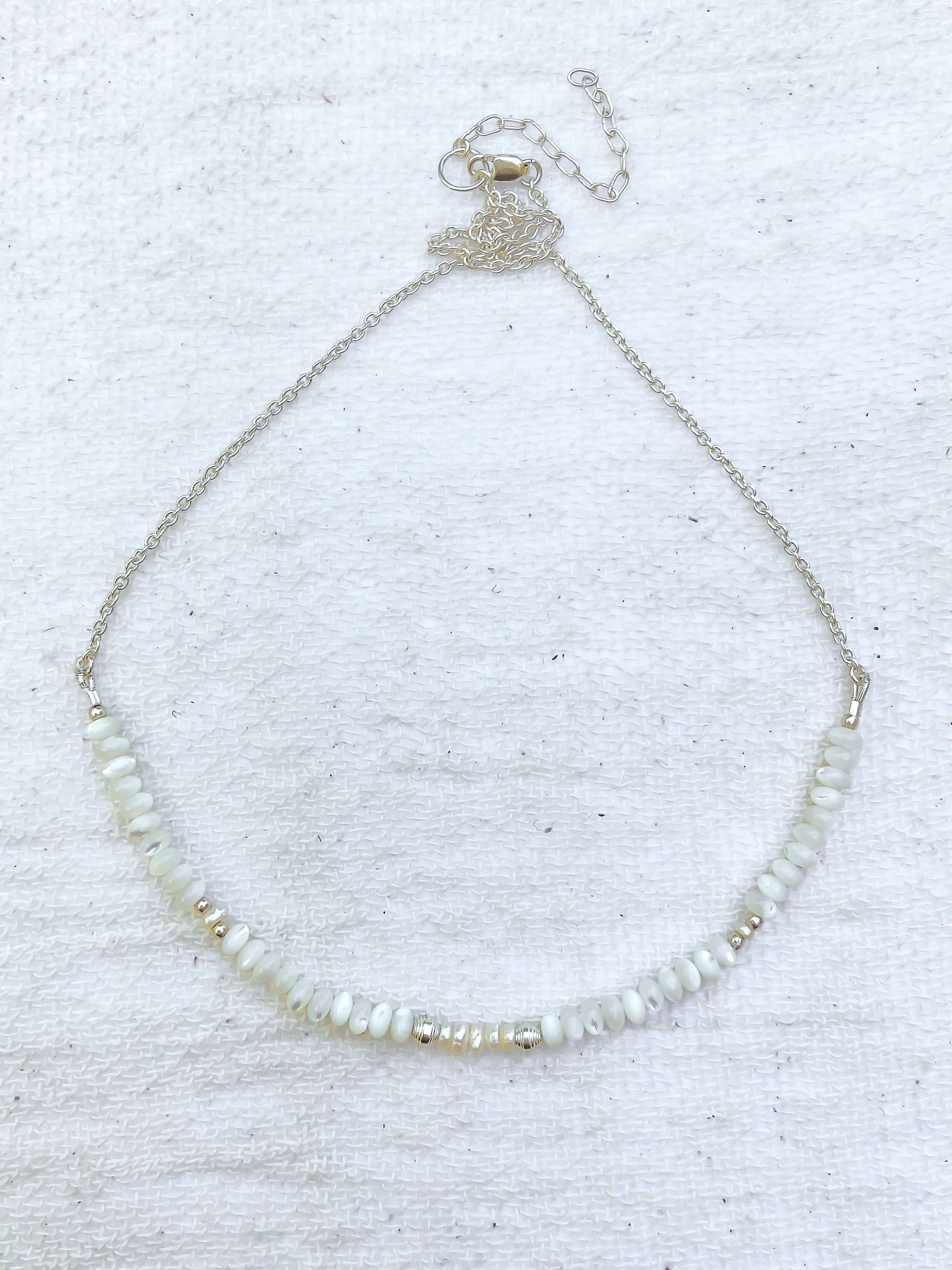 SIREN NECKLACE: White Mother of Pearl & Pearl -SILVER