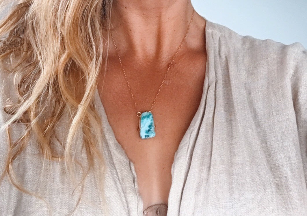 Larimar Slab Necklace