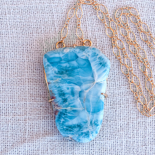 Larimar Slab Necklace